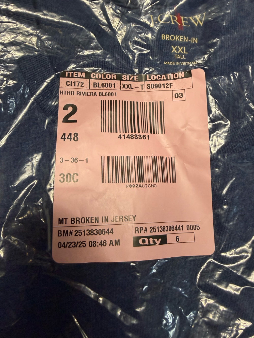 Jcrew Classic pocket Crewneck Jersey Top - Deep Blue